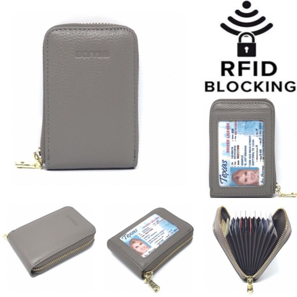 IXYVIA Blocking Leather ID Card Holder-Taupe